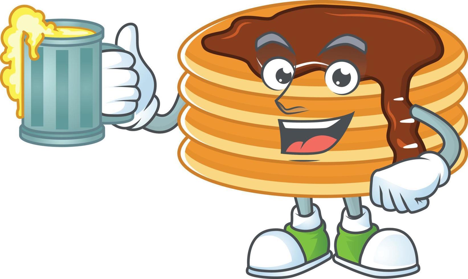 Chocolate cream pancake Cartoon character vector