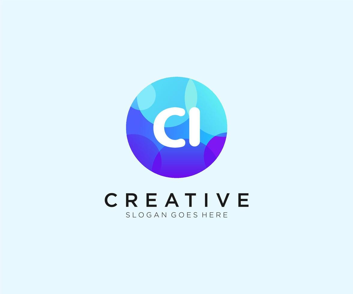 CI initial logo With Colorful Circle template vector. vector
