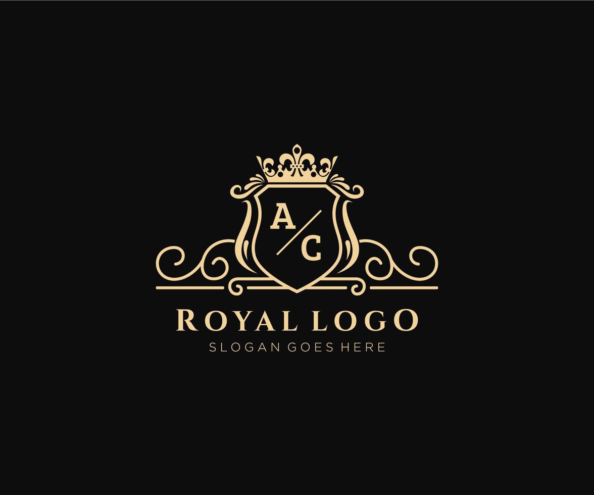 Initial AC Letter Luxurious Brand Logo Template, for Restaurant, Royalty, Boutique, Cafe, Hotel, Heraldic, Jewelry, Fashion and other vector illustration.