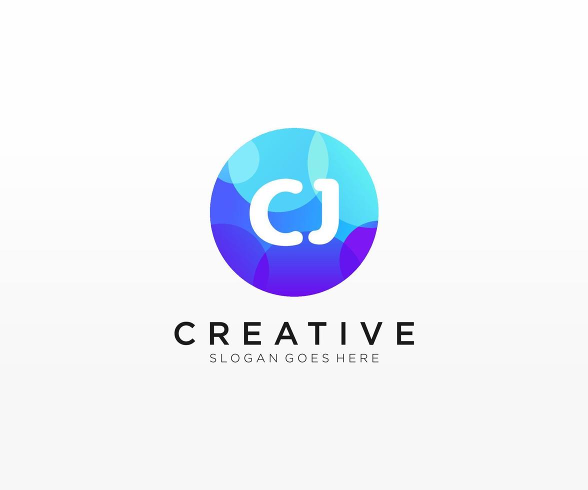 CJ initial logo With Colorful Circle template vector. vector