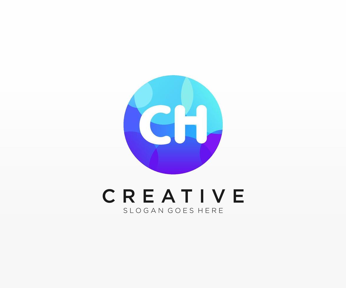CH initial logo With Colorful Circle template vector. vector