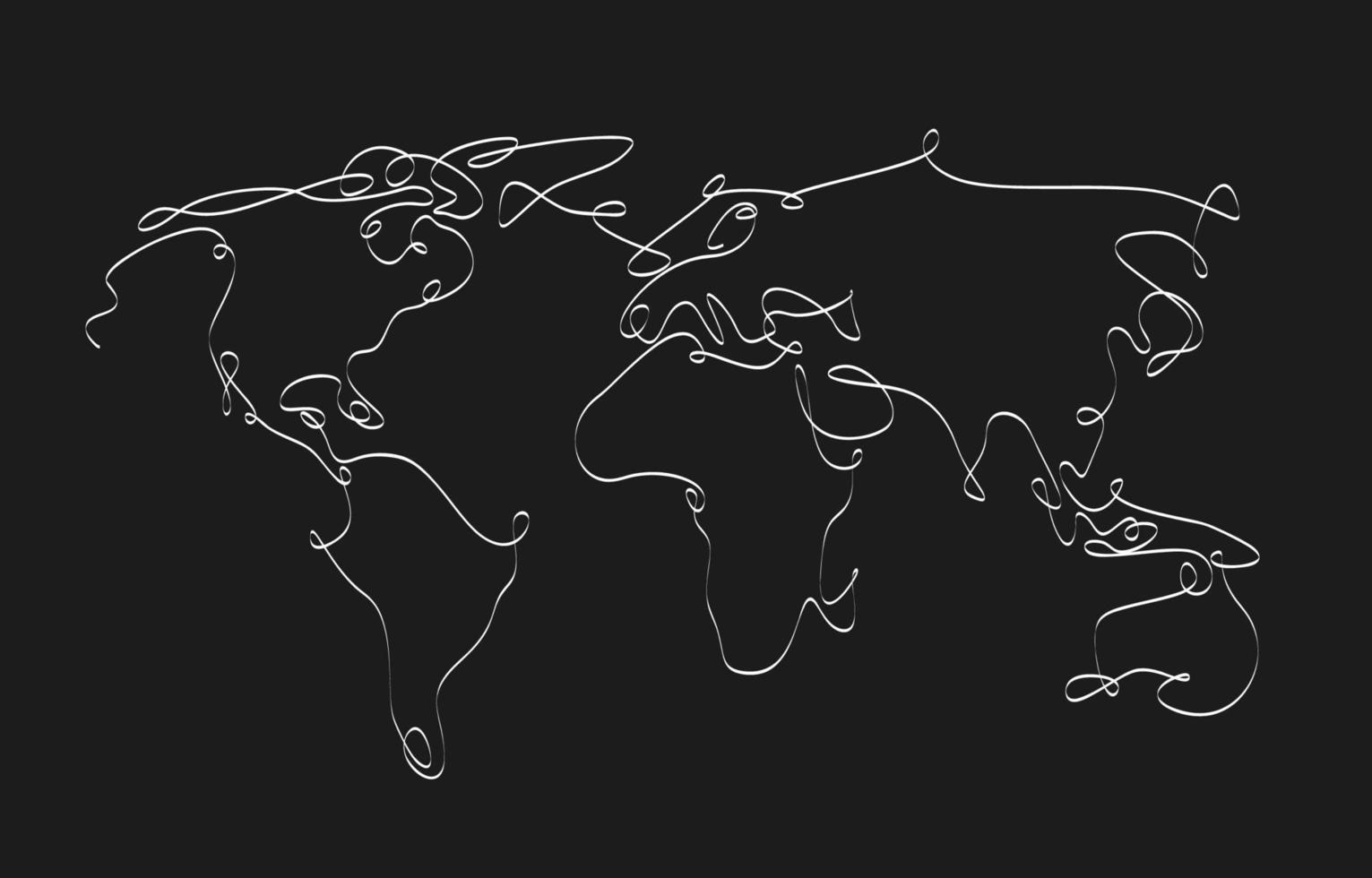 One Line Art World Map Background vector