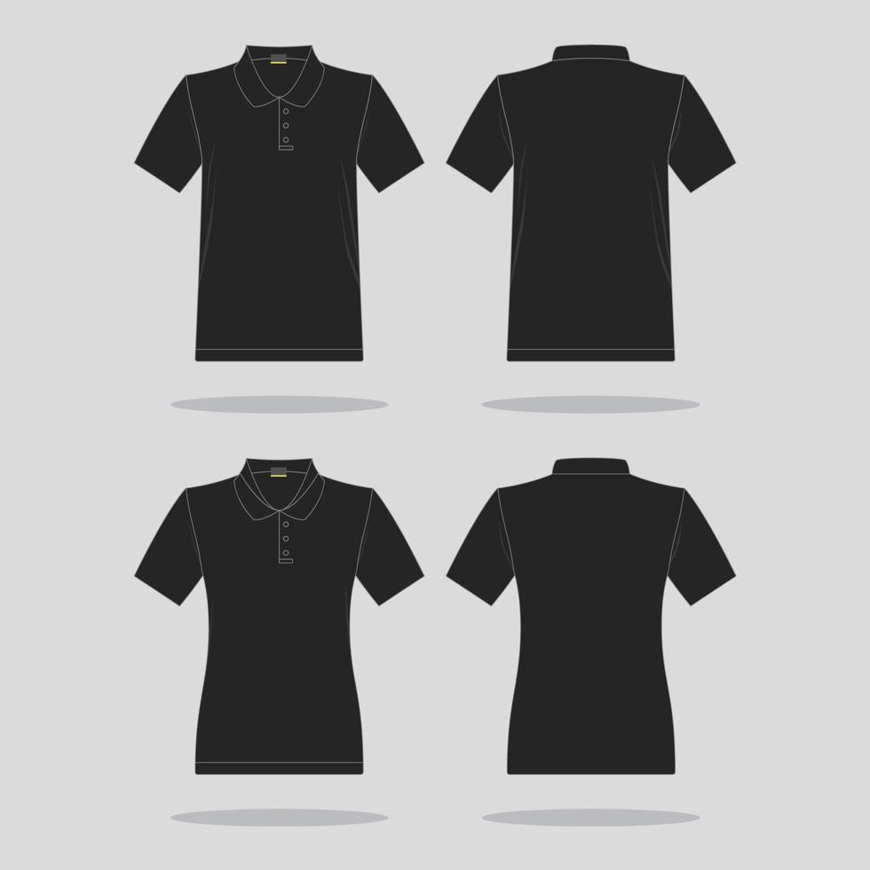 Black Polo Shirt Outline From Font Side and Back vector