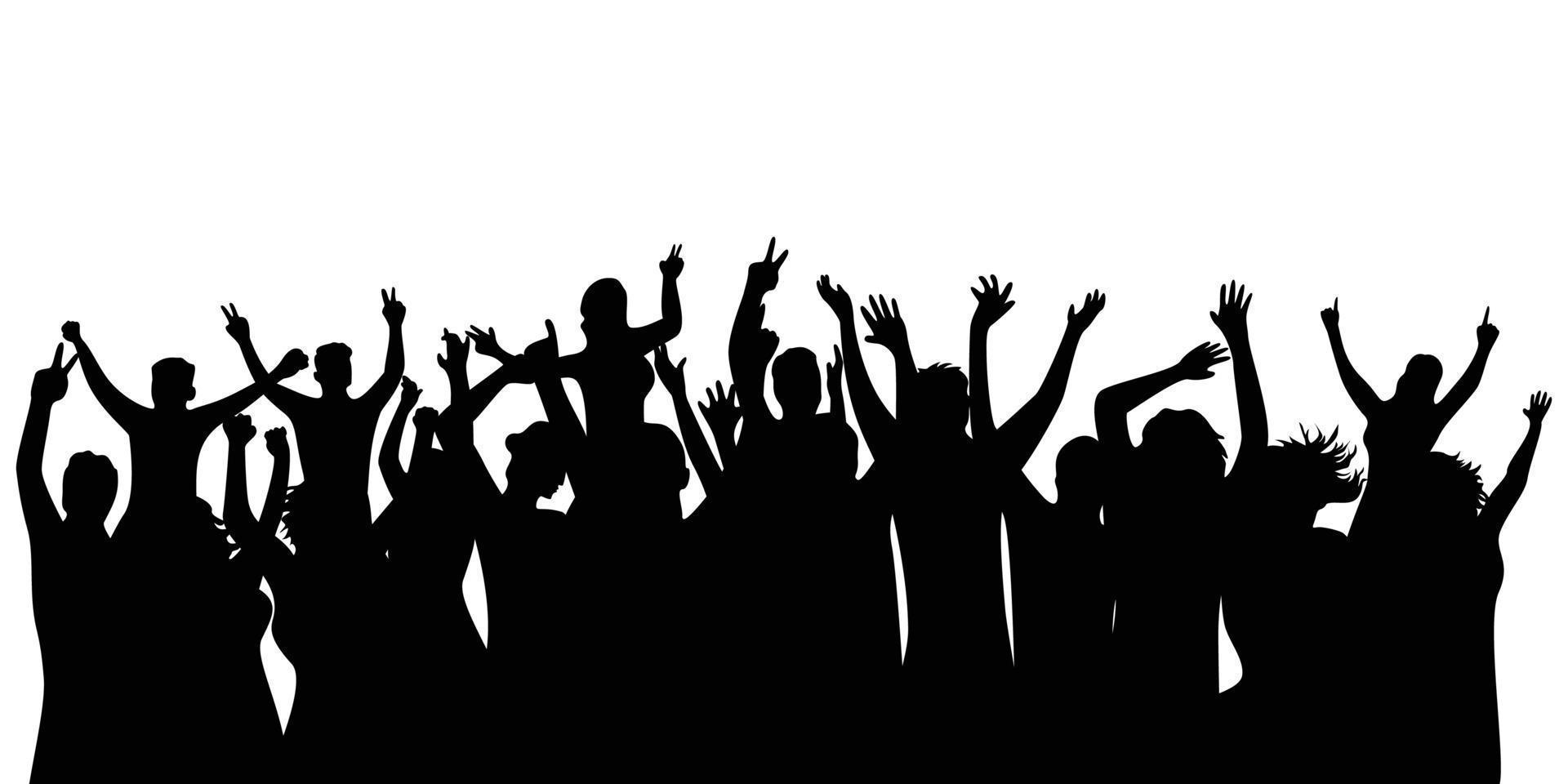 happy crowd people silhouette design. fun music party background. audience in concert. vector