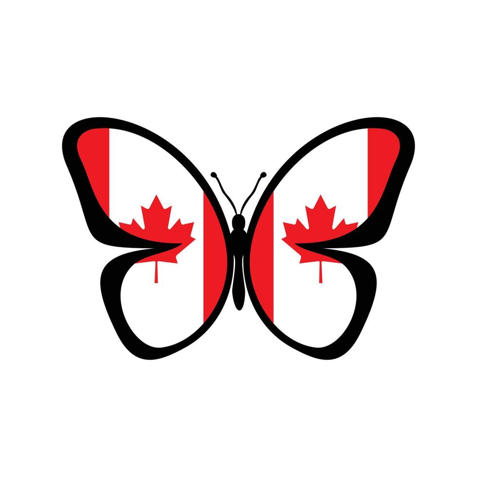 Canada flag butterfly design. national world flag insect. vector