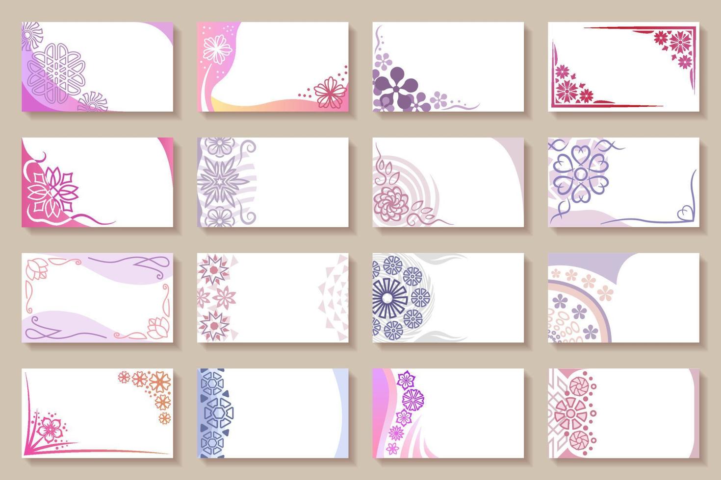 Floral card designs. Cards, postcards with abstract floral design elements. Cards for wedding, Mother's day, Valentine's day, March 8 and other. vector