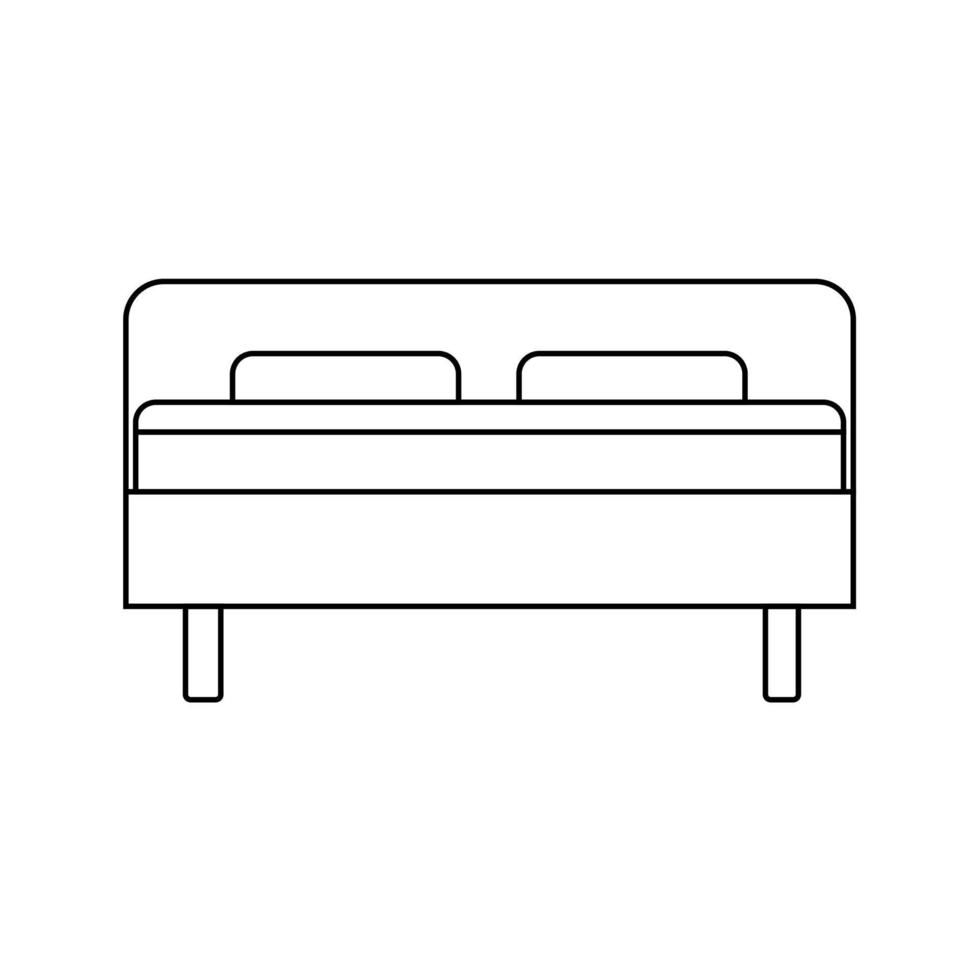 Simple monochrome bed icon in a line style. Vector interior item isolated on a white background