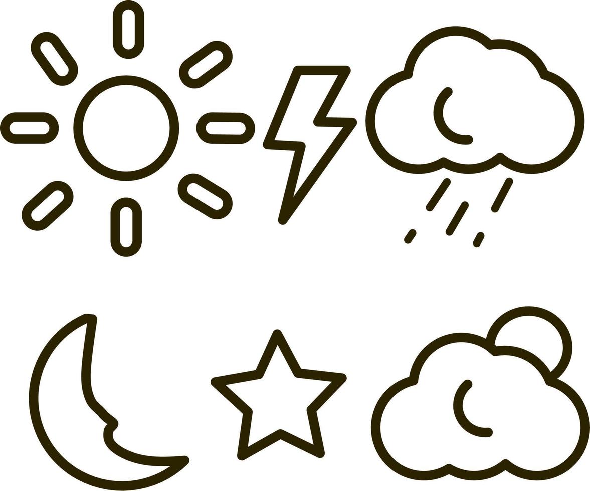 weather icons, weather doodles, clouds, sun, lightning, rain, cloudy, stars vector