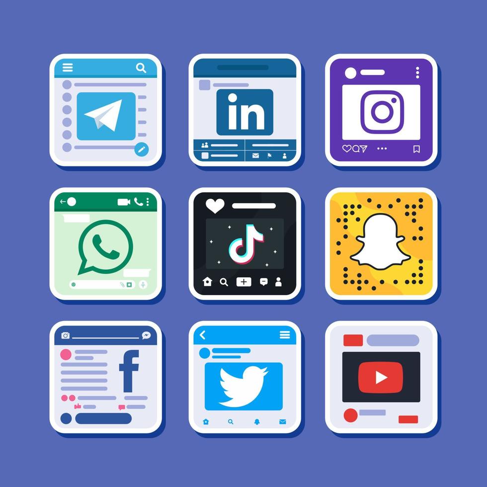 Online Tech Social Media Sticker vector