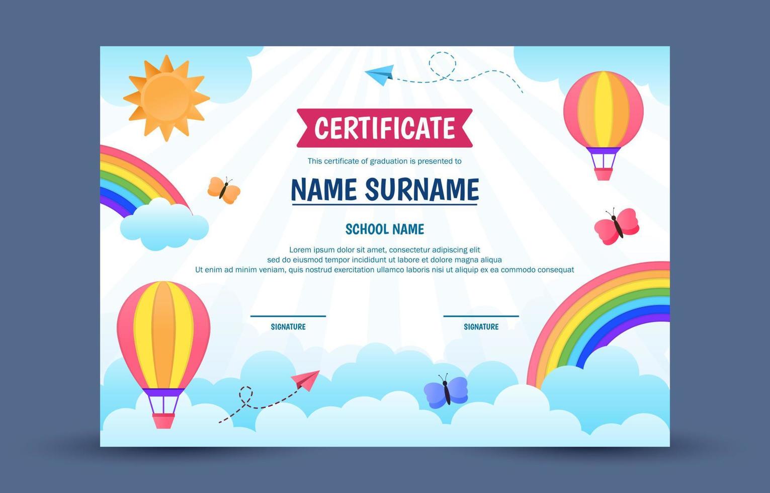 plantilla de certificado de niños vector