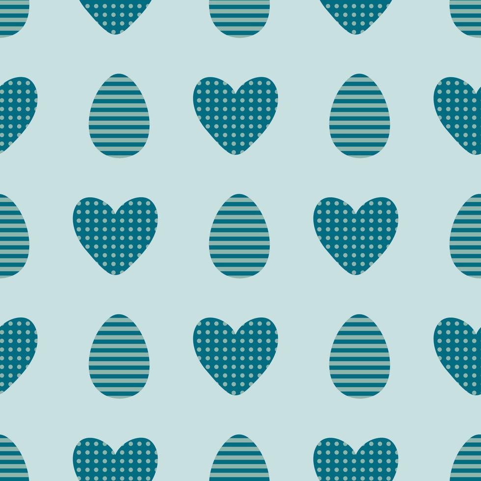 Easter seamless pattern with striped eggs and dotted hearts. Perfect print for tee, paper, fabric, textile. vector