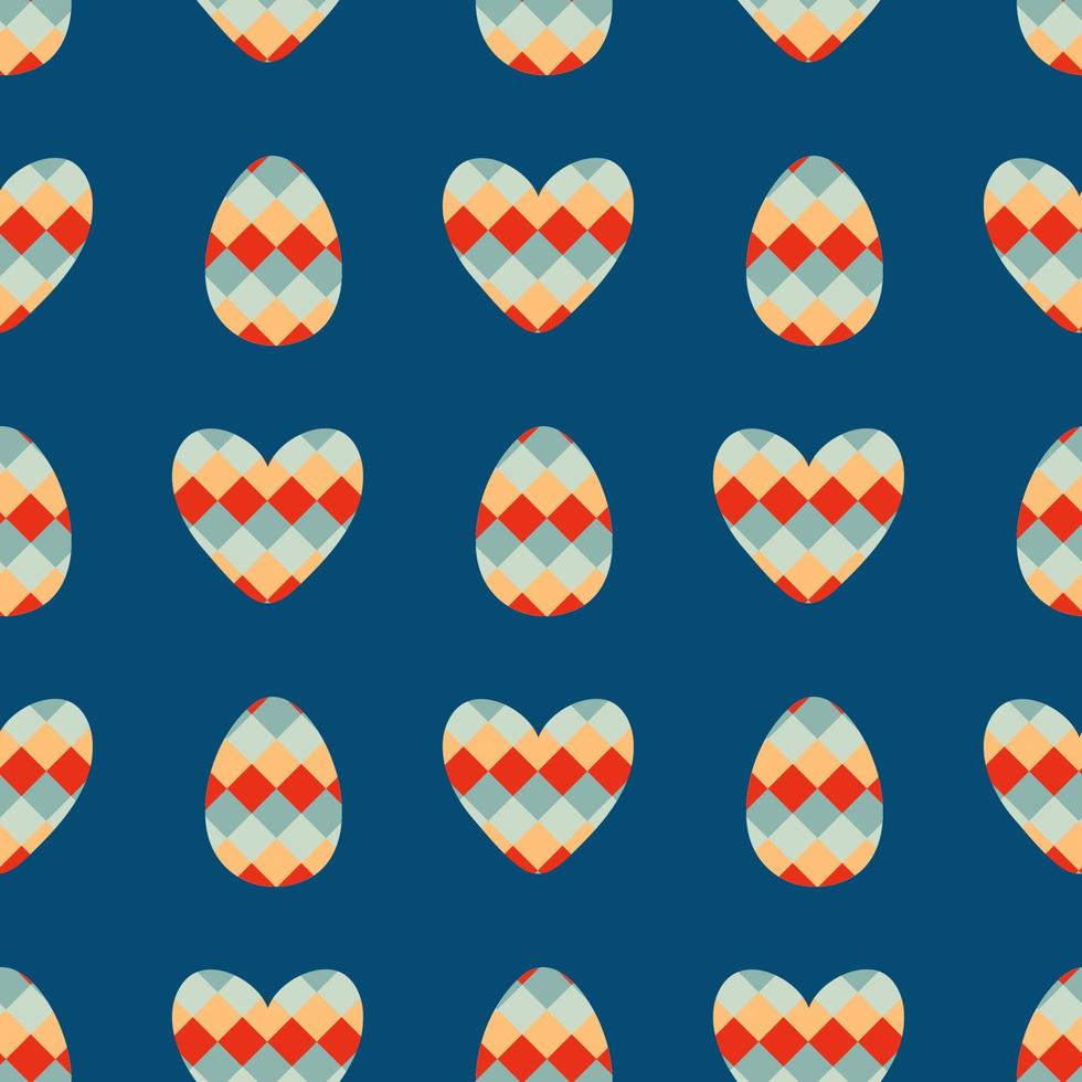 Retro style checkered Easter eggs and hearts seamless pattern. Perfect print for tee, paper, fabric, textile. vector