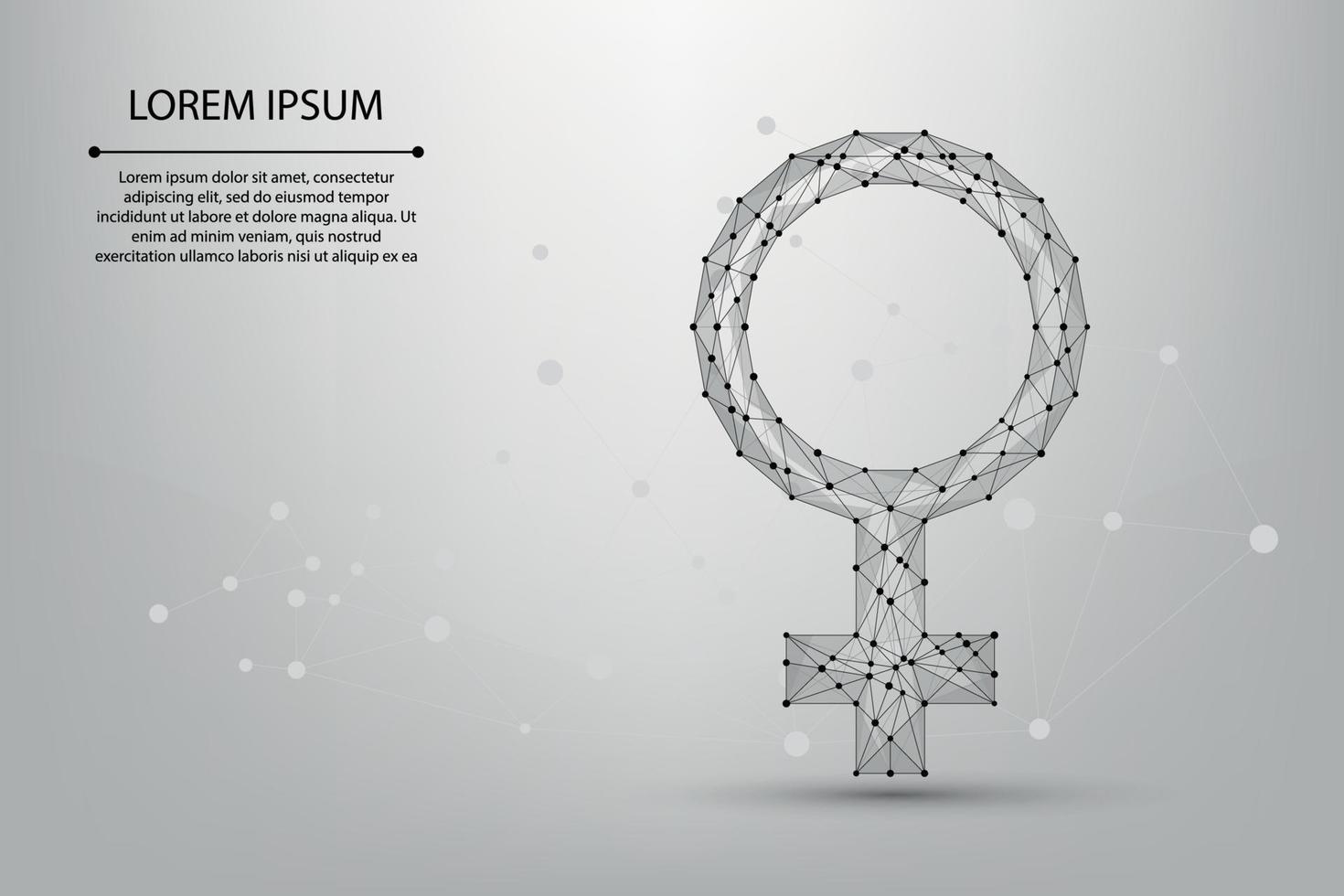 Abstract mesh line and point female symbols. Low poly wireframe sex concept. Polygonal vector futuristic illustration