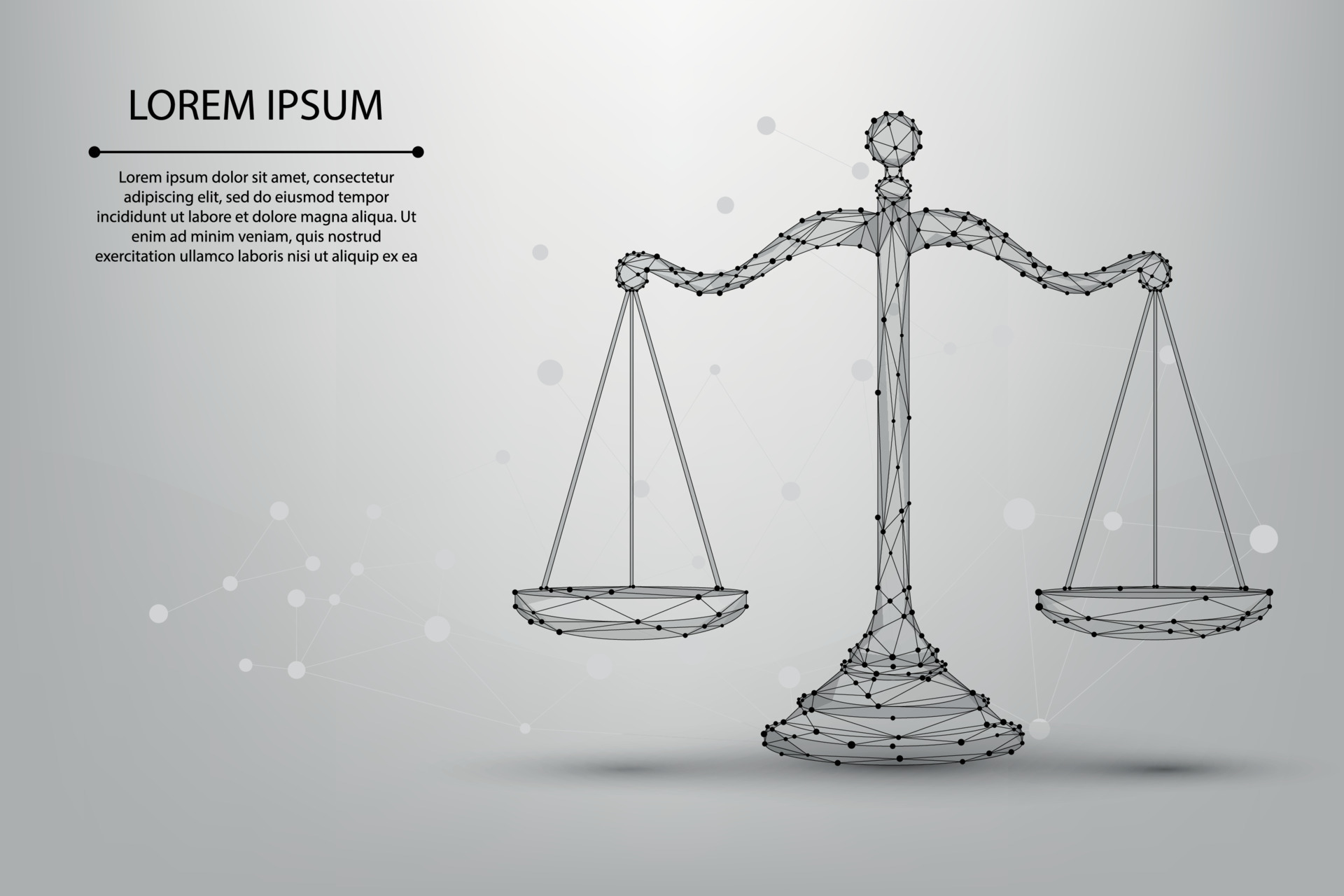 Abstract mesh line and point scales of justice symbols. Low poly