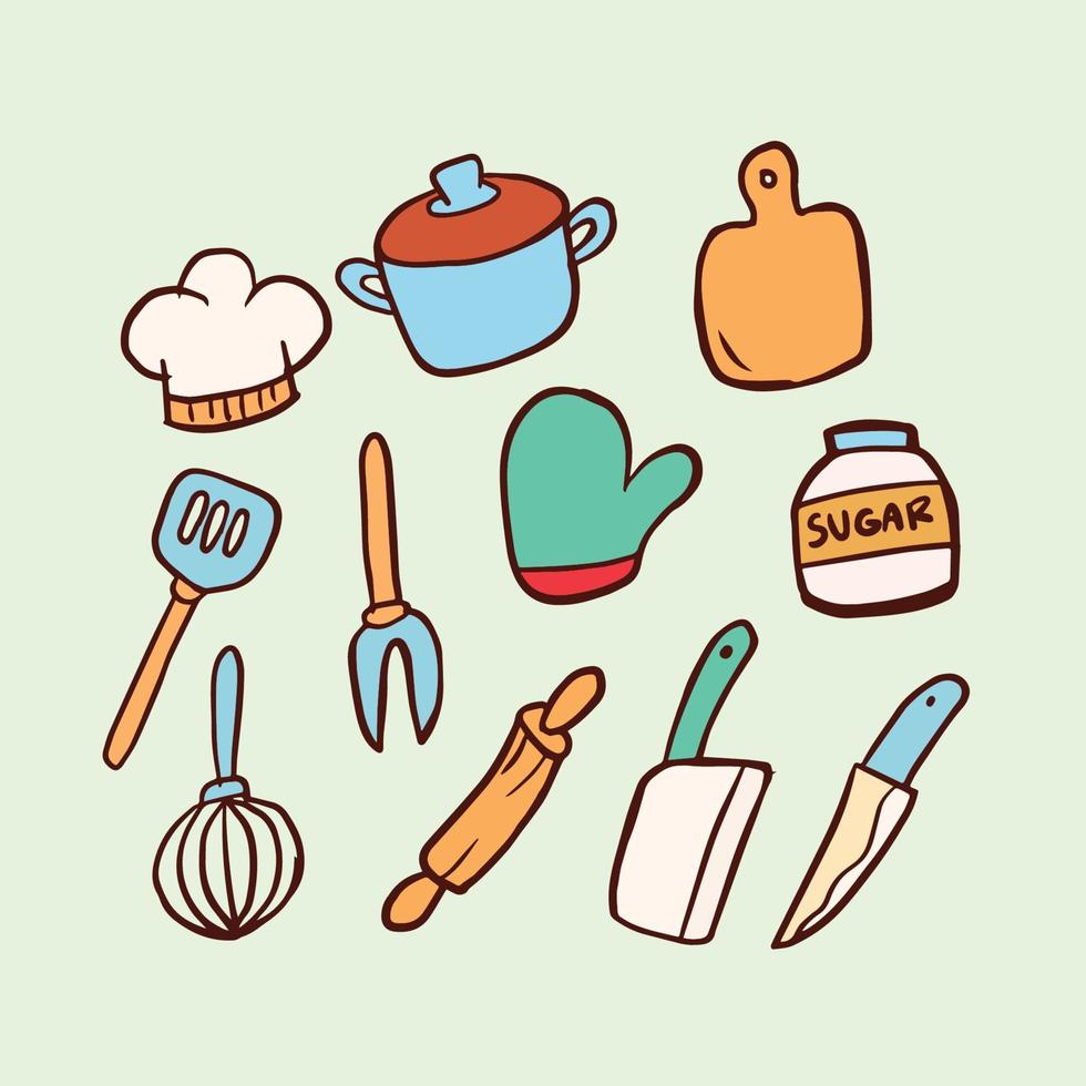 Kitchen Tools Handdrawn doodle illustration vector