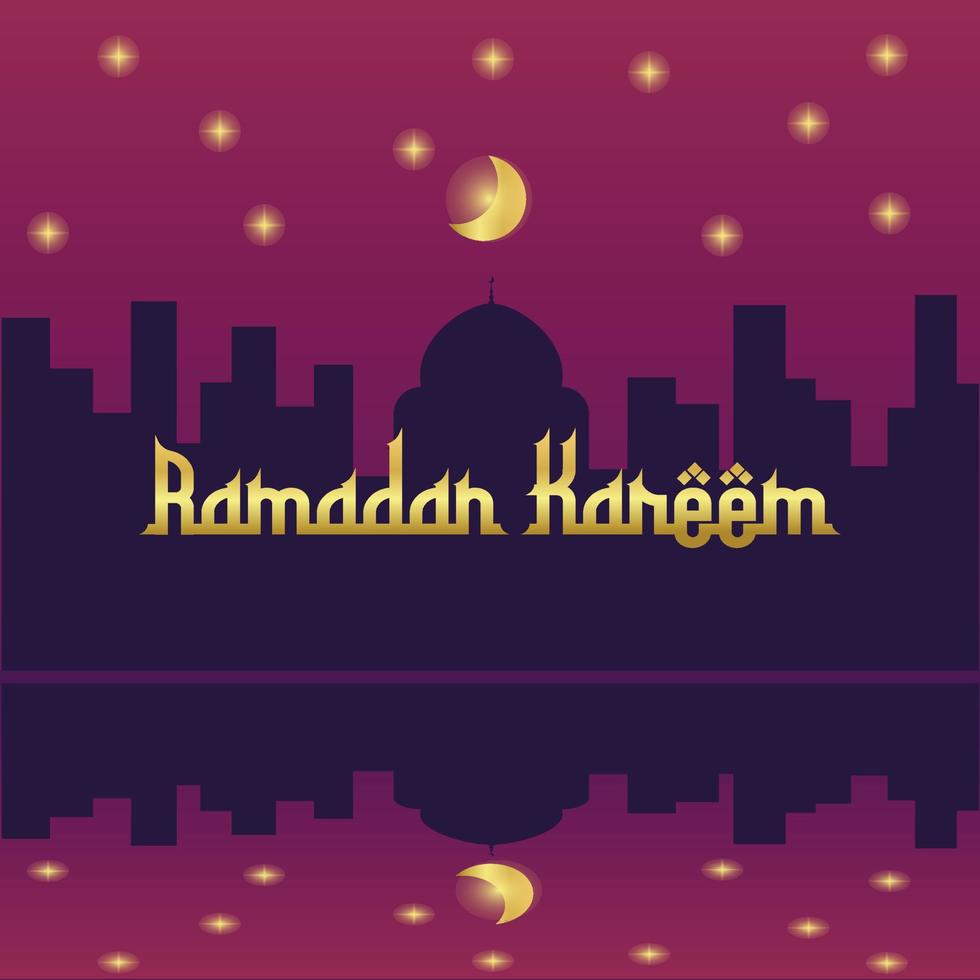 ramadan kareem, mosque, lantern, moon and stars motion graphic. simple muslim background vector