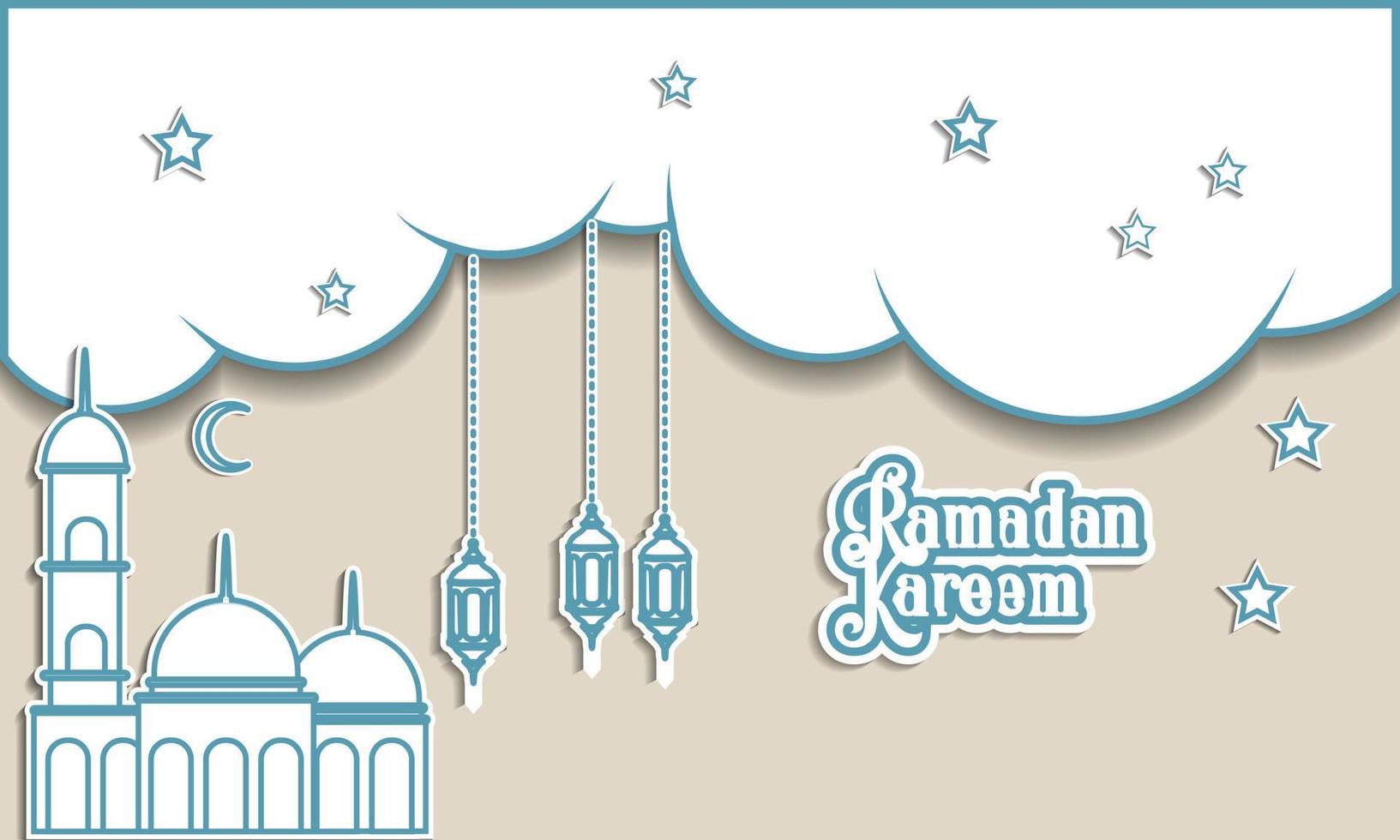 ramadán kareem. plantilla de tarjeta de felicitación islámica con ramadán para diseño de papel tapiz. afiche, pancarta de los medios. un conjunto de ilustraciones vectoriales. vector