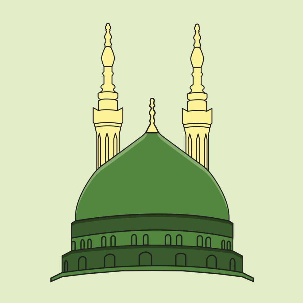 Illustration of Medina Mosque Mecca Vector Mosque Drawing