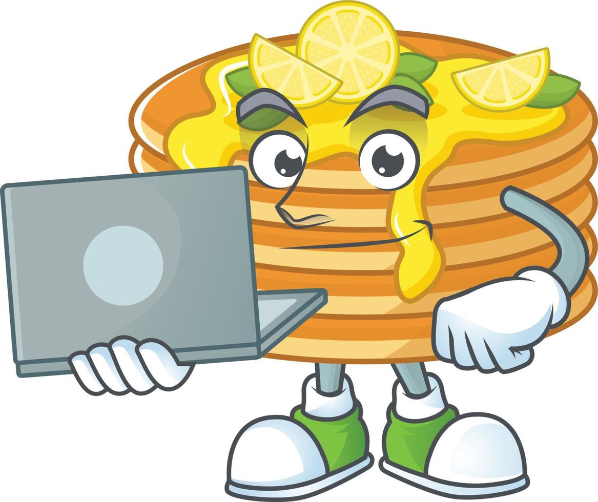 Lemon cream pancake Cartoon character vector