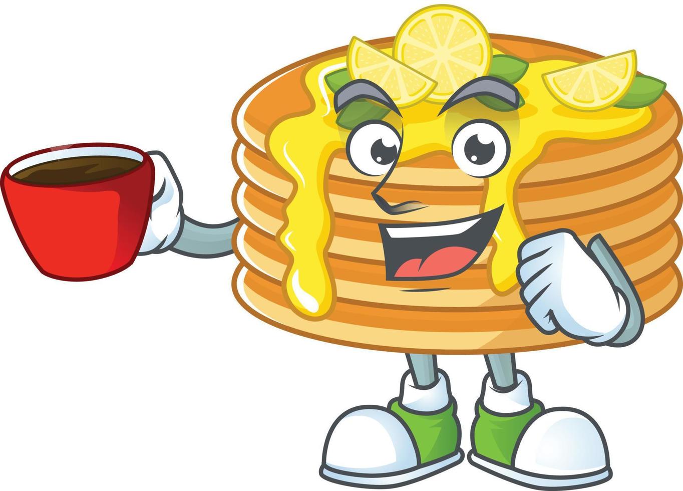 Lemon cream pancake Cartoon character vector