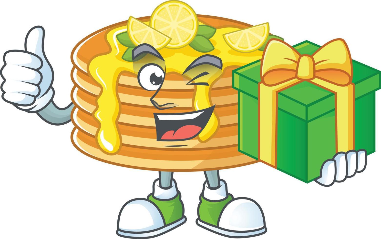 Lemon cream pancake Cartoon character vector