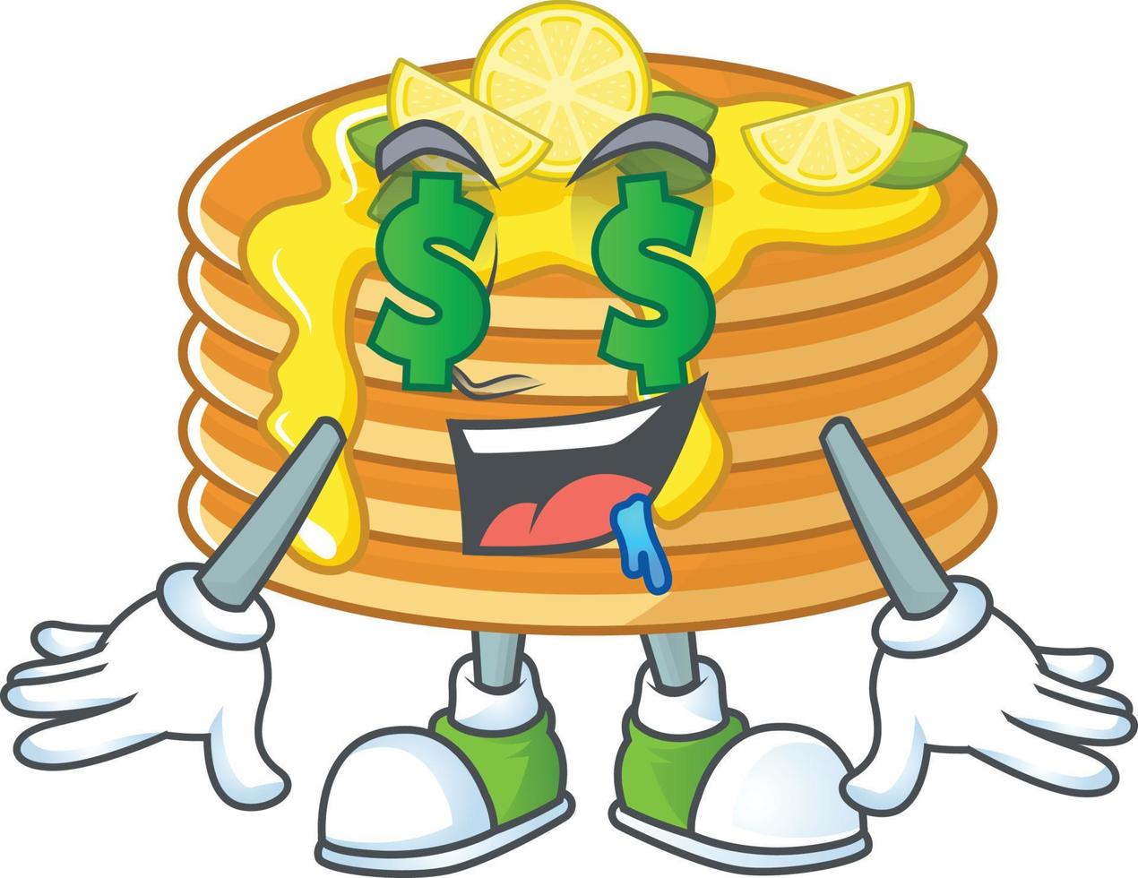 Lemon cream pancake Cartoon character vector