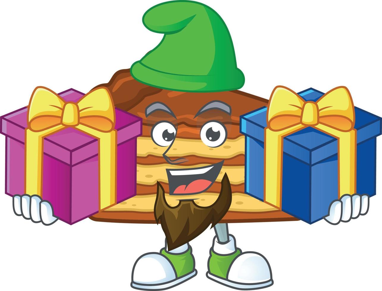 Chocolate slice cake Cartoon character vector