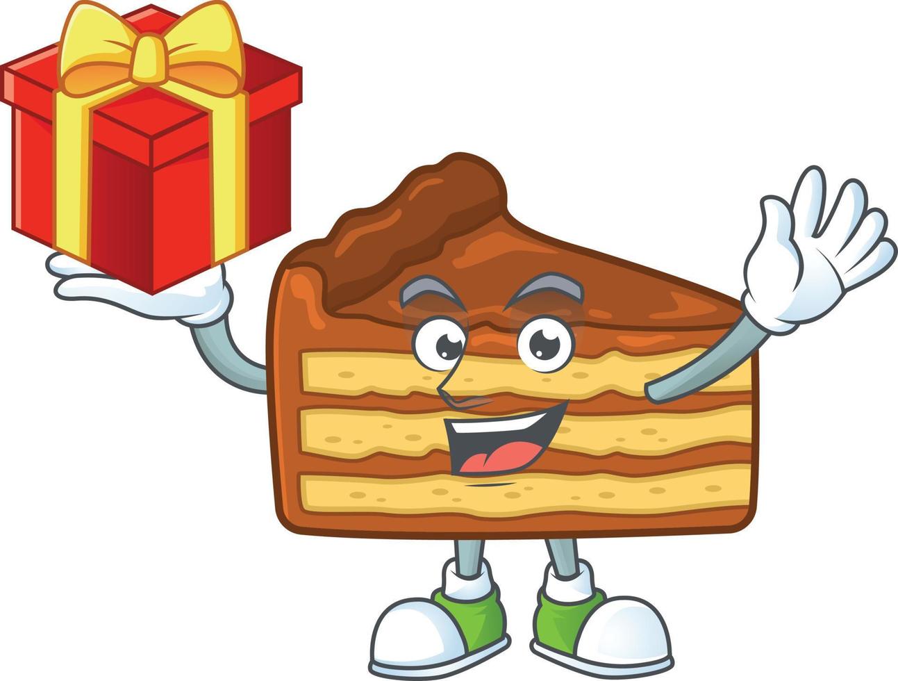 Chocolate slice cake Cartoon character vector