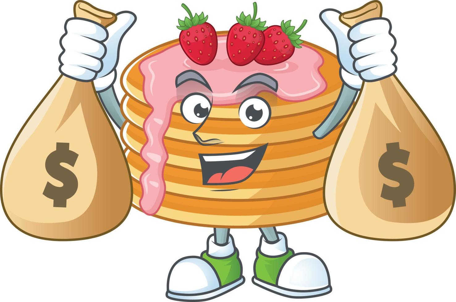 Strawberry cream pancake Cartoon character vector