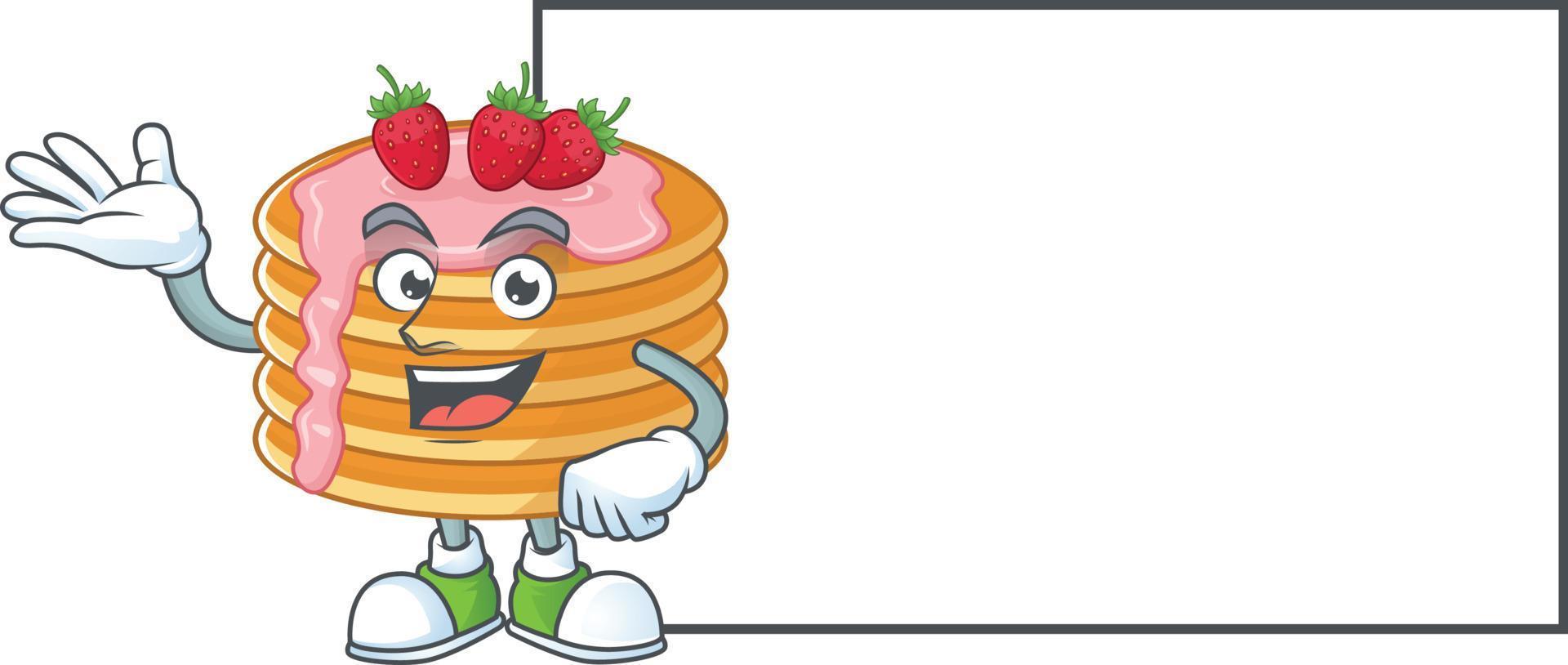Strawberry cream pancake Cartoon character vector