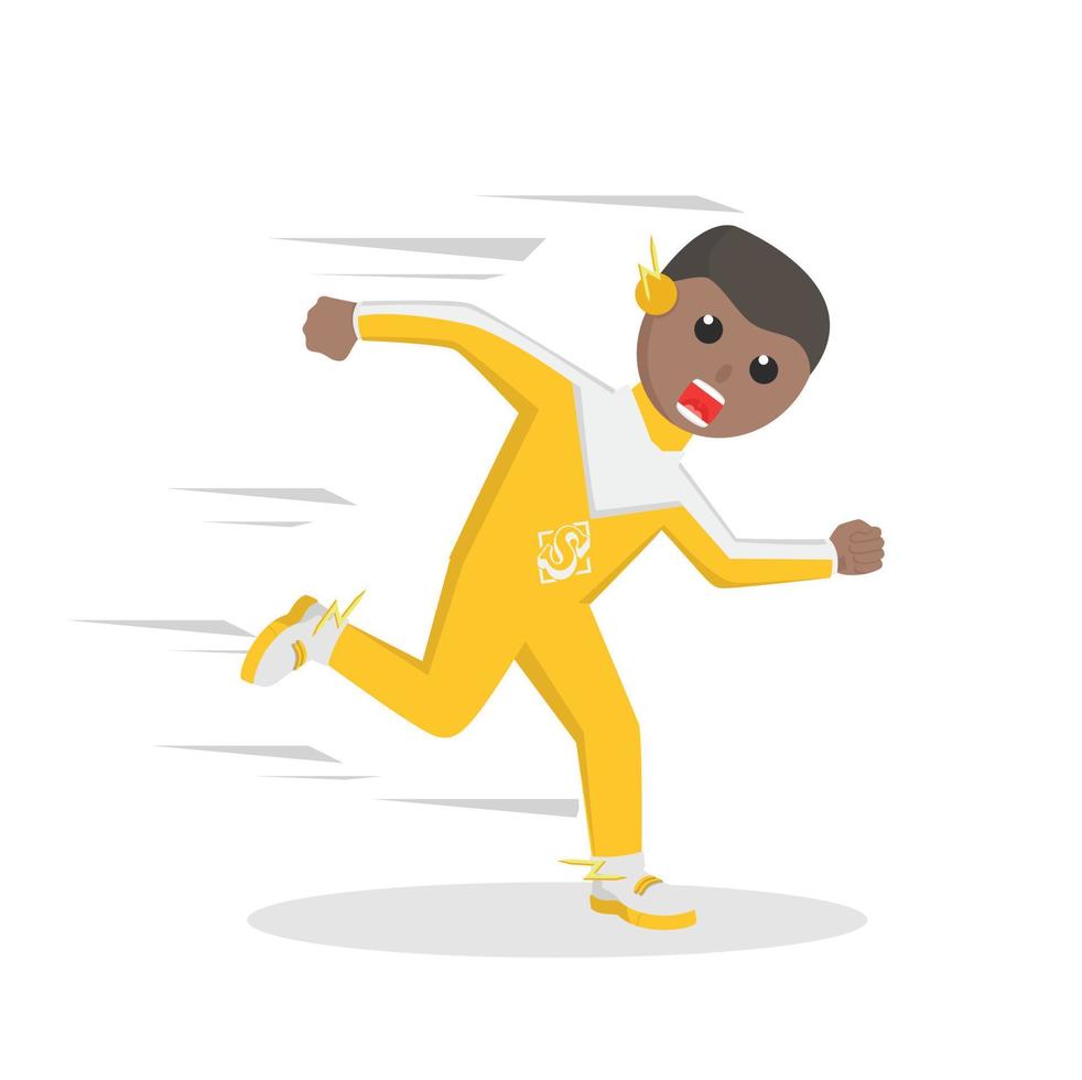 superhero african running fast vector