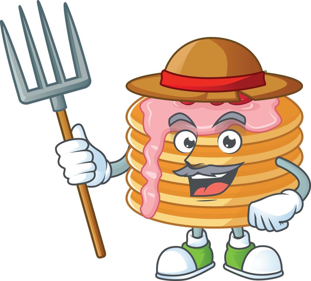 Strawberry cream pancake Cartoon character vector