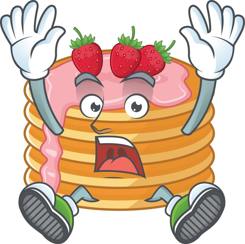 Strawberry cream pancake Cartoon character vector