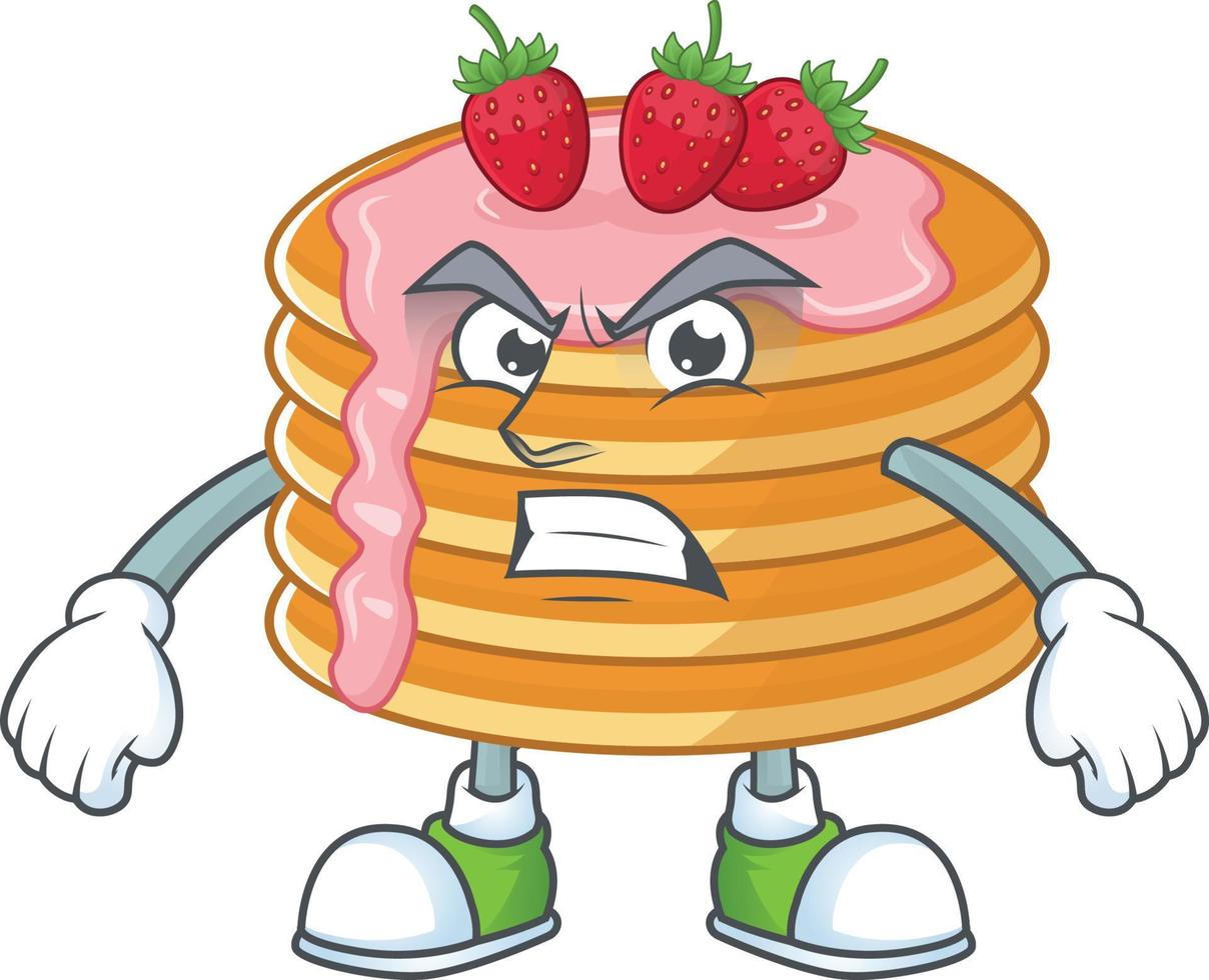 Strawberry cream pancake Cartoon character vector