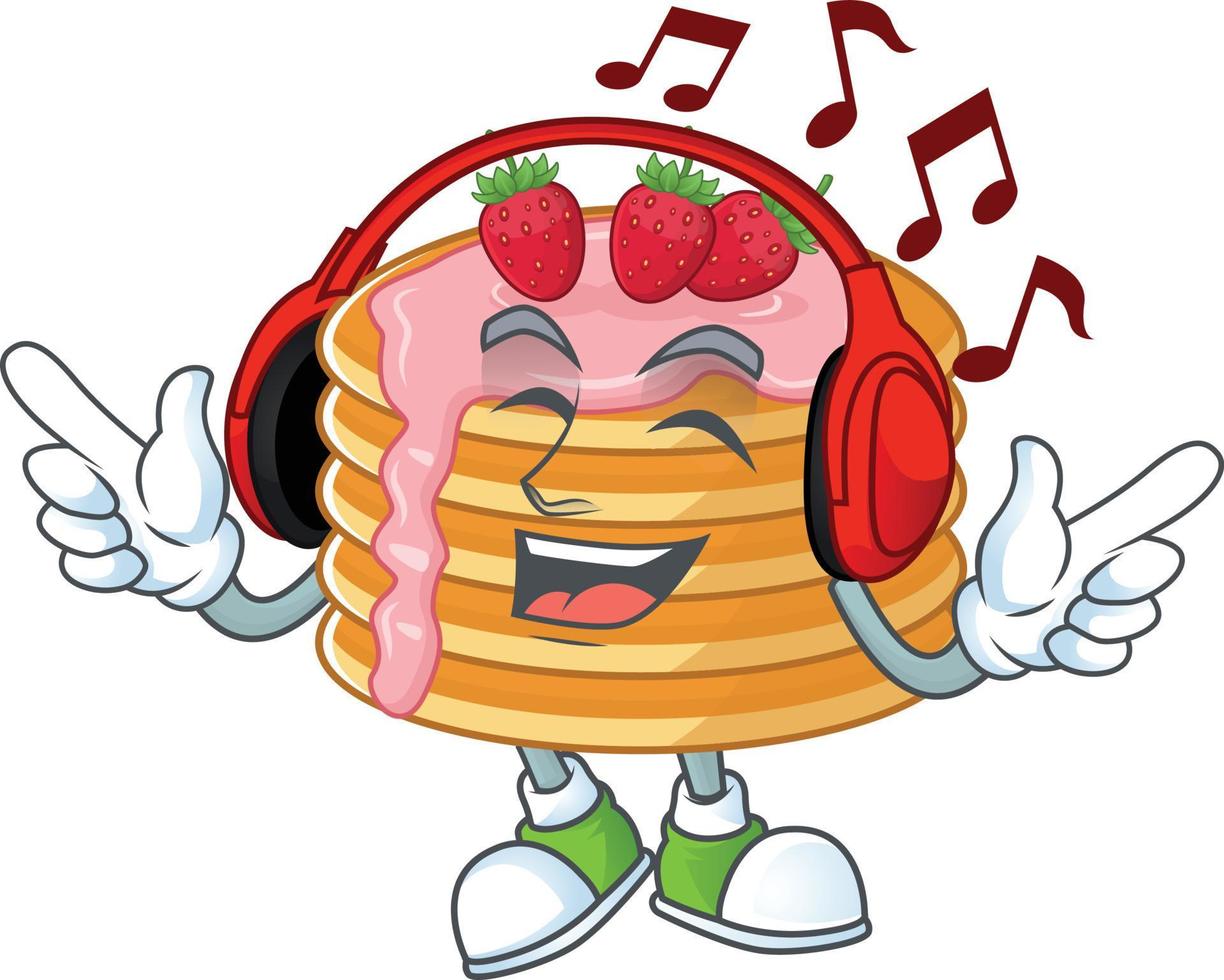 Strawberry cream pancake Cartoon character vector