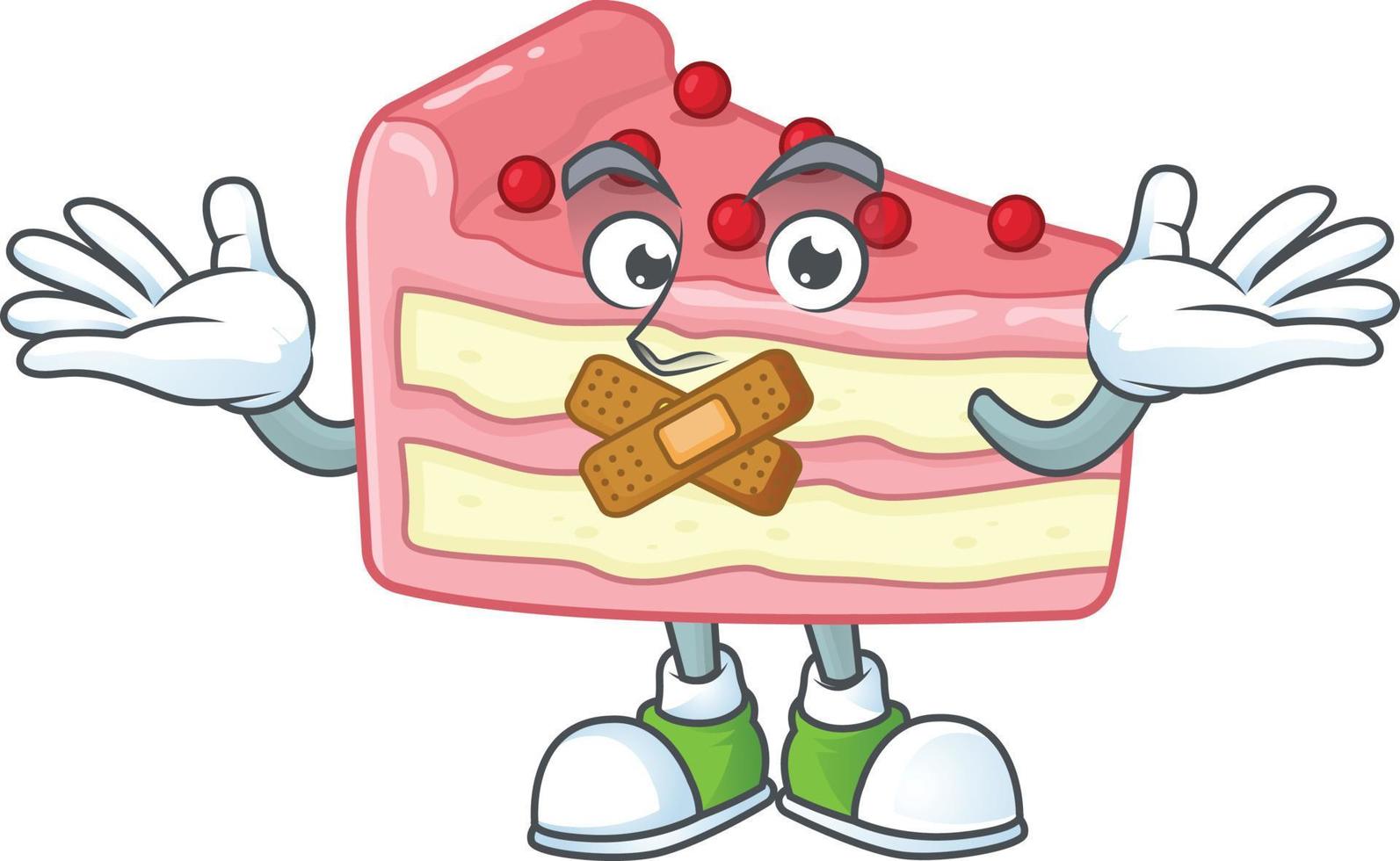 Strawberry slice cake Cartoon character vector