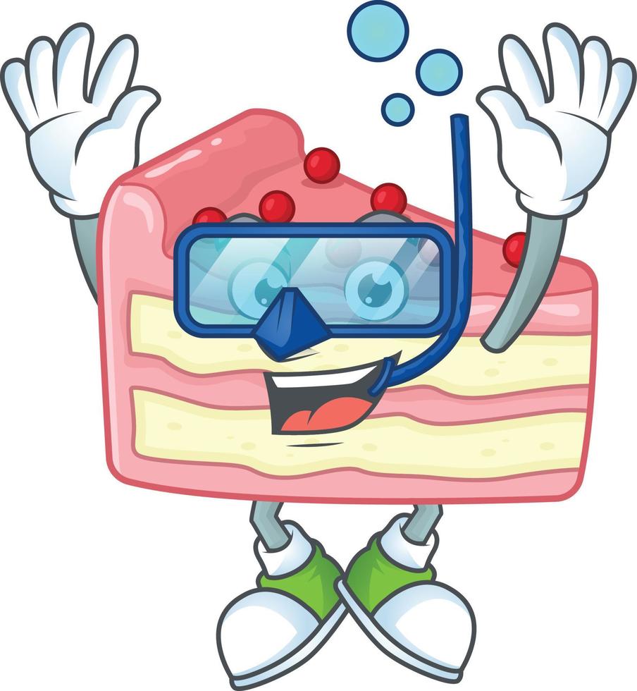 Strawberry slice cake Cartoon character vector