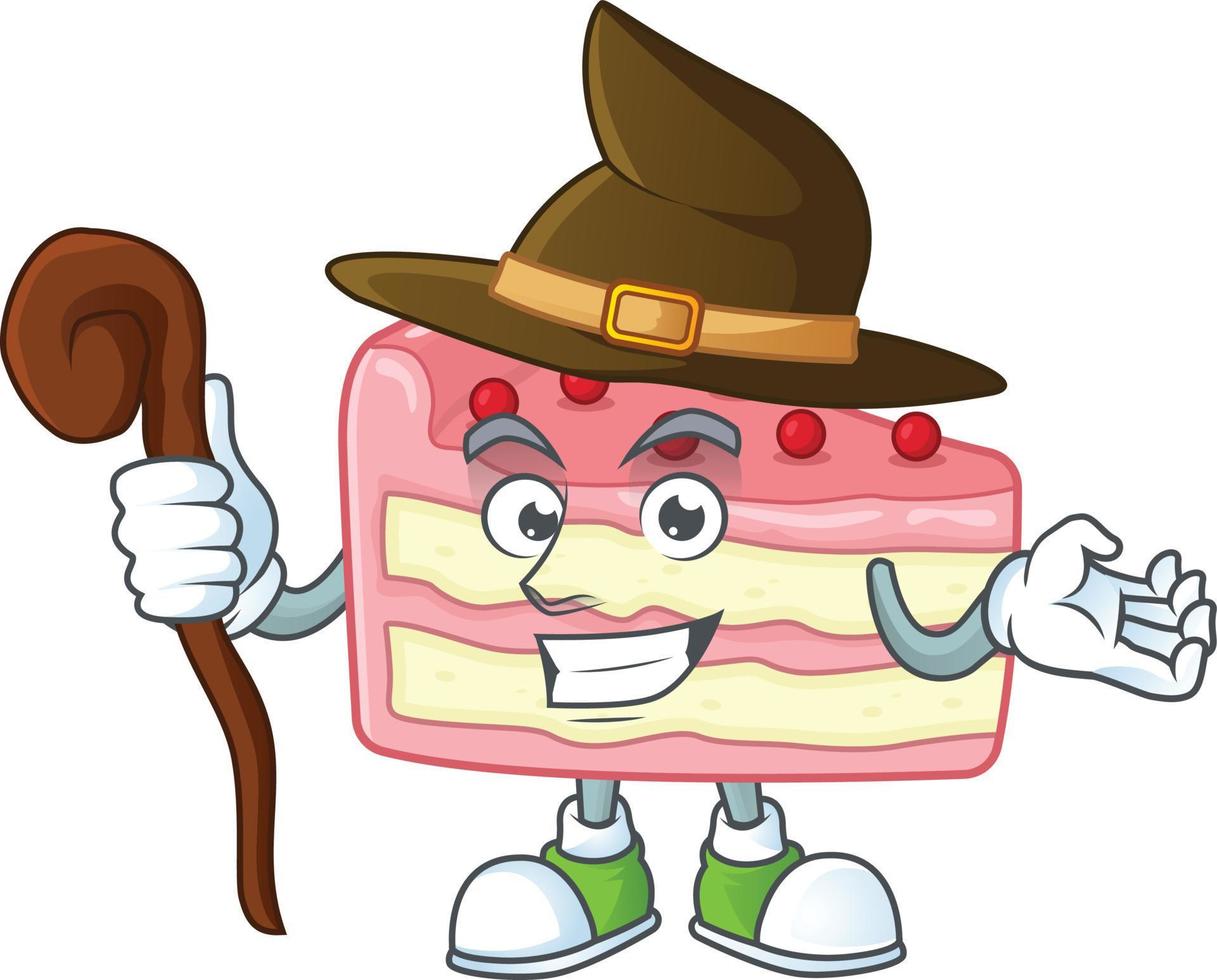 Strawberry slice cake Cartoon character vector