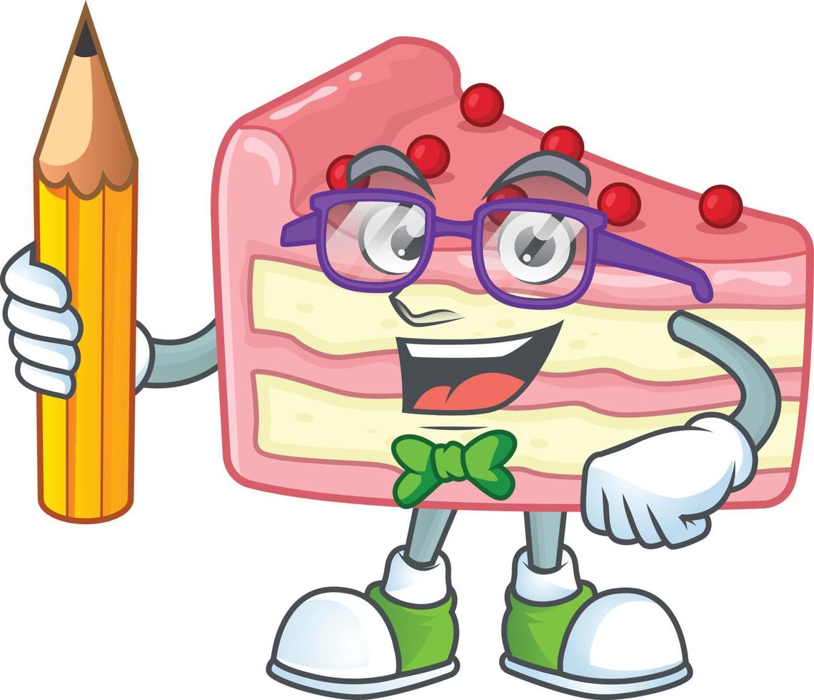 Strawberry slice cake Cartoon character vector