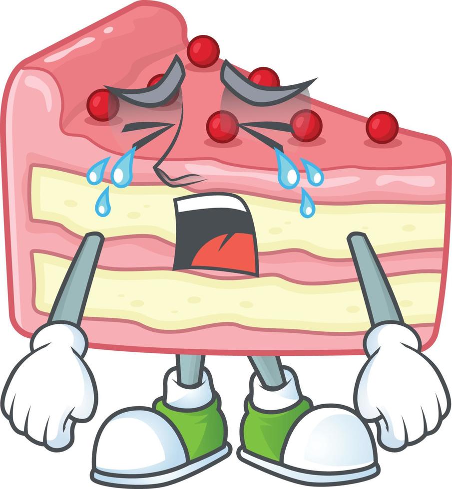 Strawberry slice cake Cartoon character vector