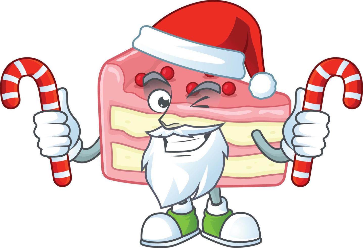 Strawberry slice cake Cartoon character vector