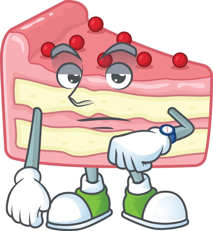 Strawberry slice cake Cartoon character vector