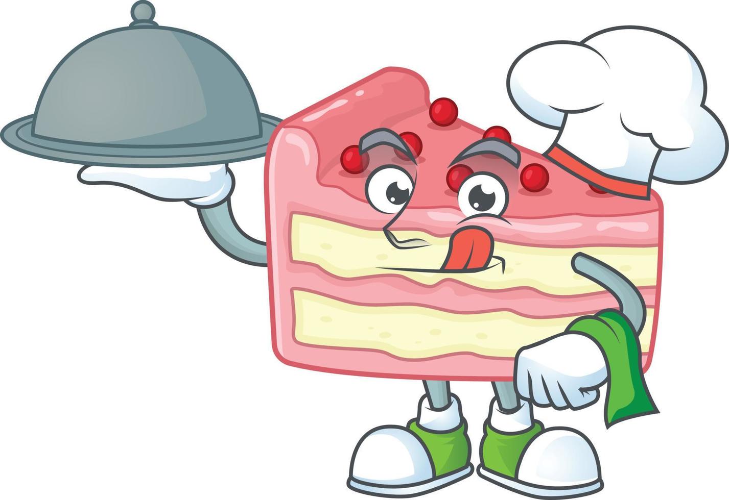 Strawberry slice cake Cartoon character vector