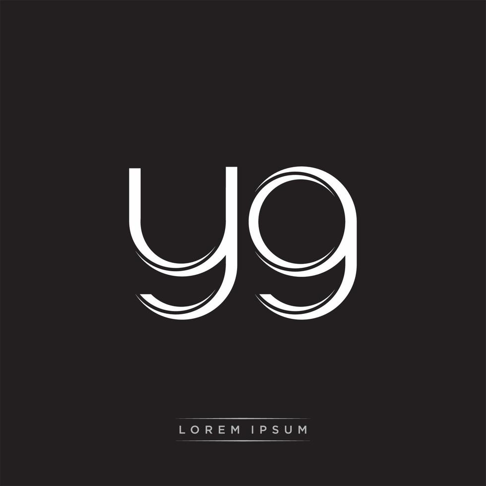 YG Initial Letter Split Lowercase Logo Modern Monogram Template Isolated on Black White vector