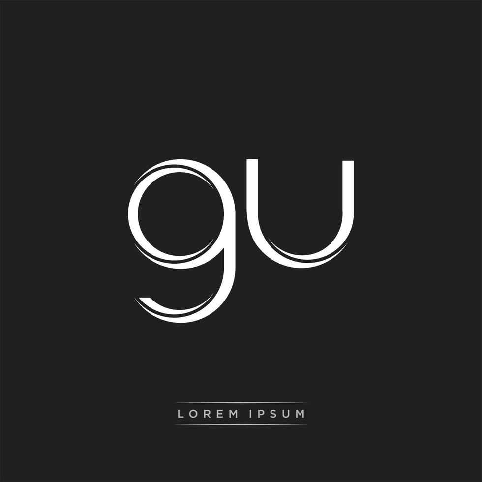 GU Initial Letter Split Lowercase Logo Modern Monogram Template Isolated on Black White vector