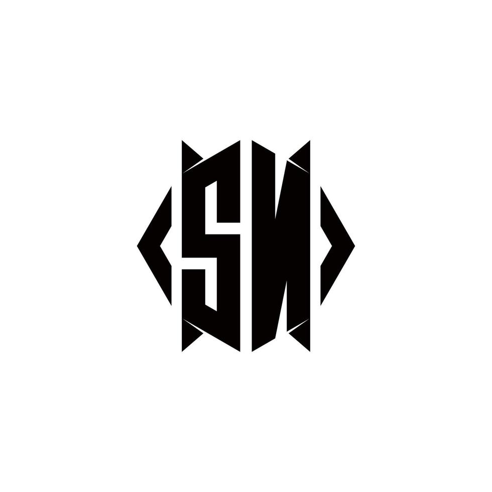 SN Logo monogram with shield shape designs template vector