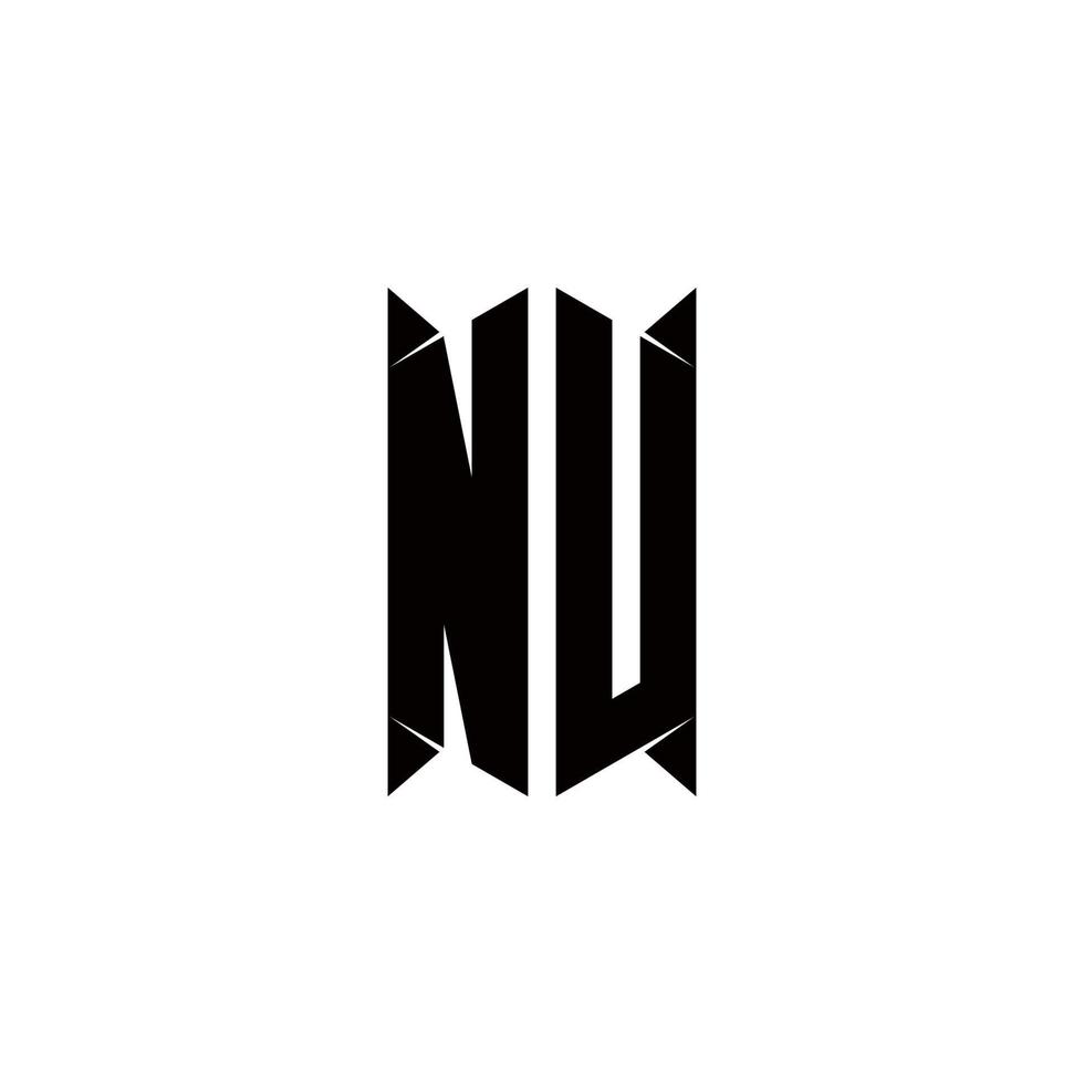 nu logo monograma con proteger forma diseños modelo vector