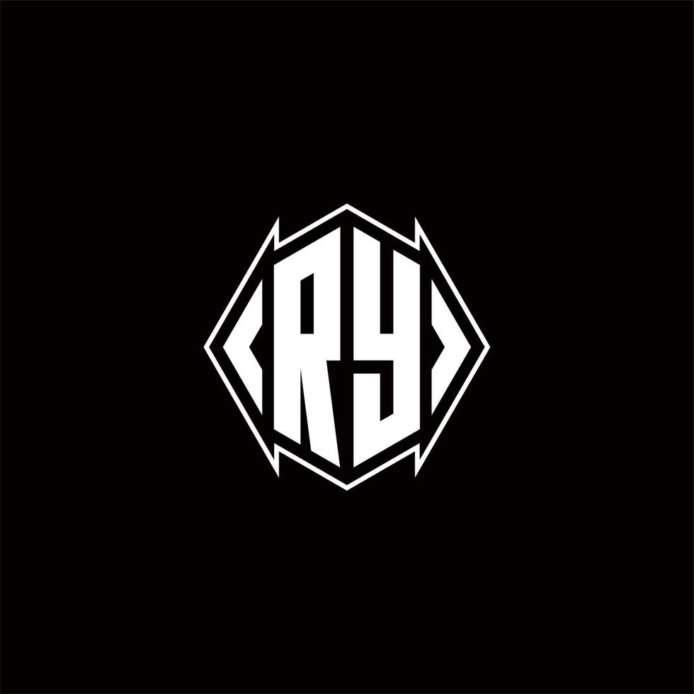 RY Logo monogram with shield shape designs template vector