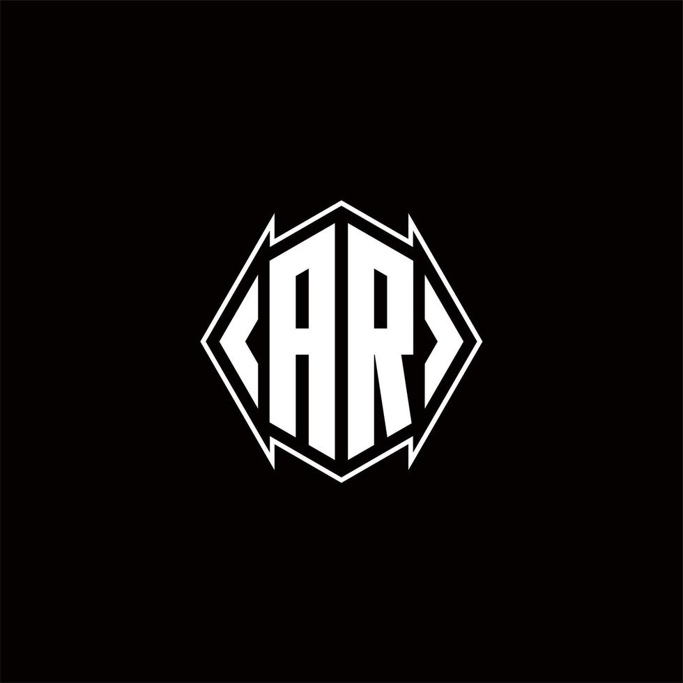 AR Logo monogram with shield shape designs template vector