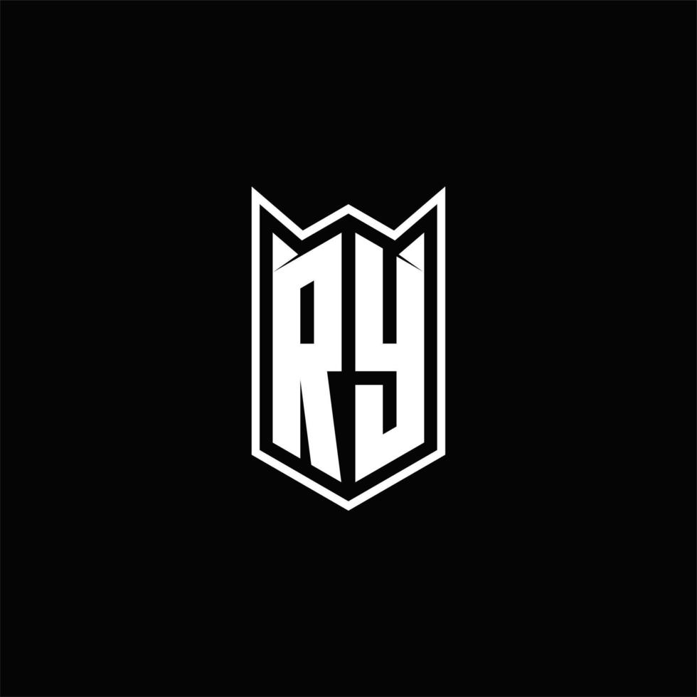 RY Logo monogram with shield shape designs template vector